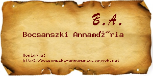 Bocsanszki Annamária névjegykártya